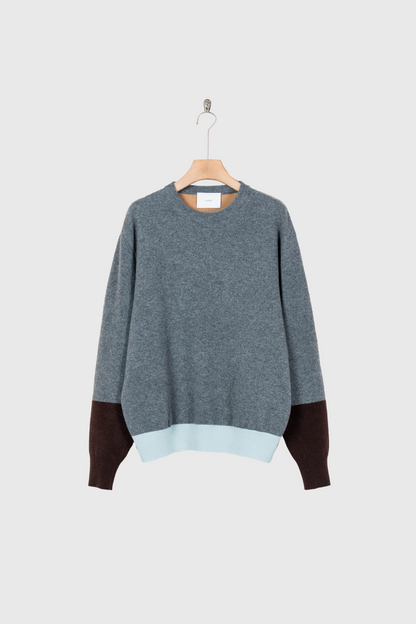 EXTRA FINE WOOL KNIT COLOR BLOCK LS(ST.1479)