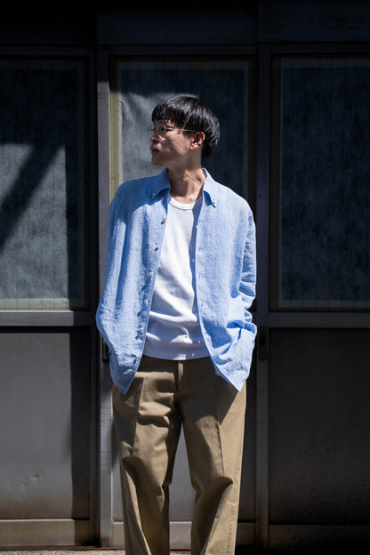 water twisted linen glen check shirt