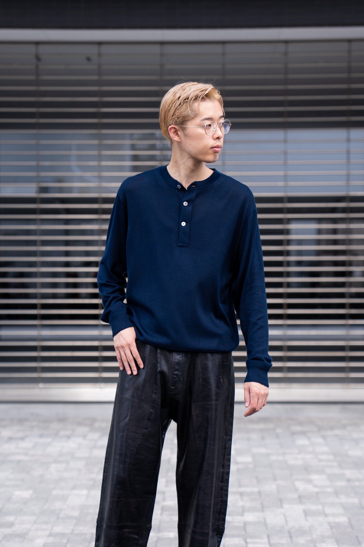 SILK HENLEY NECK PULL OVER / SLPO