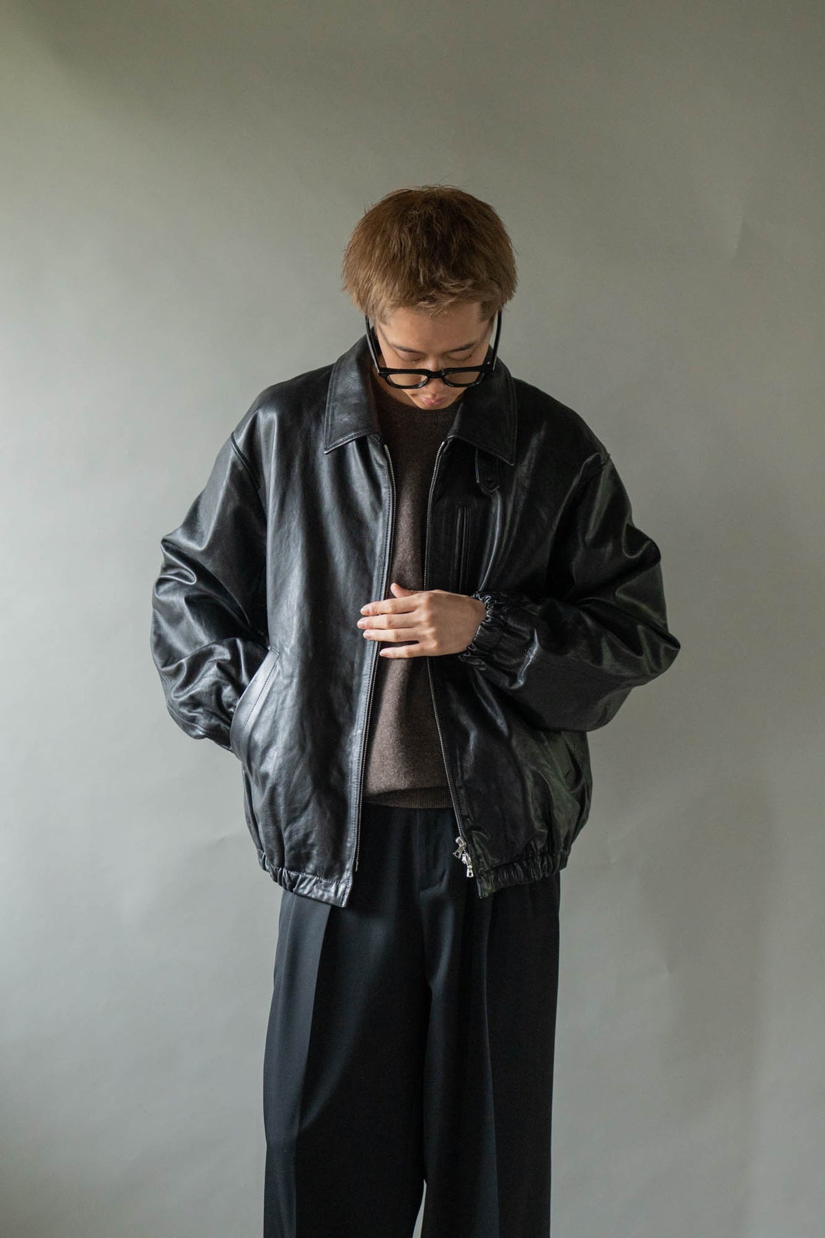 CALF ZIP SHORT JACKET(ST.1550)