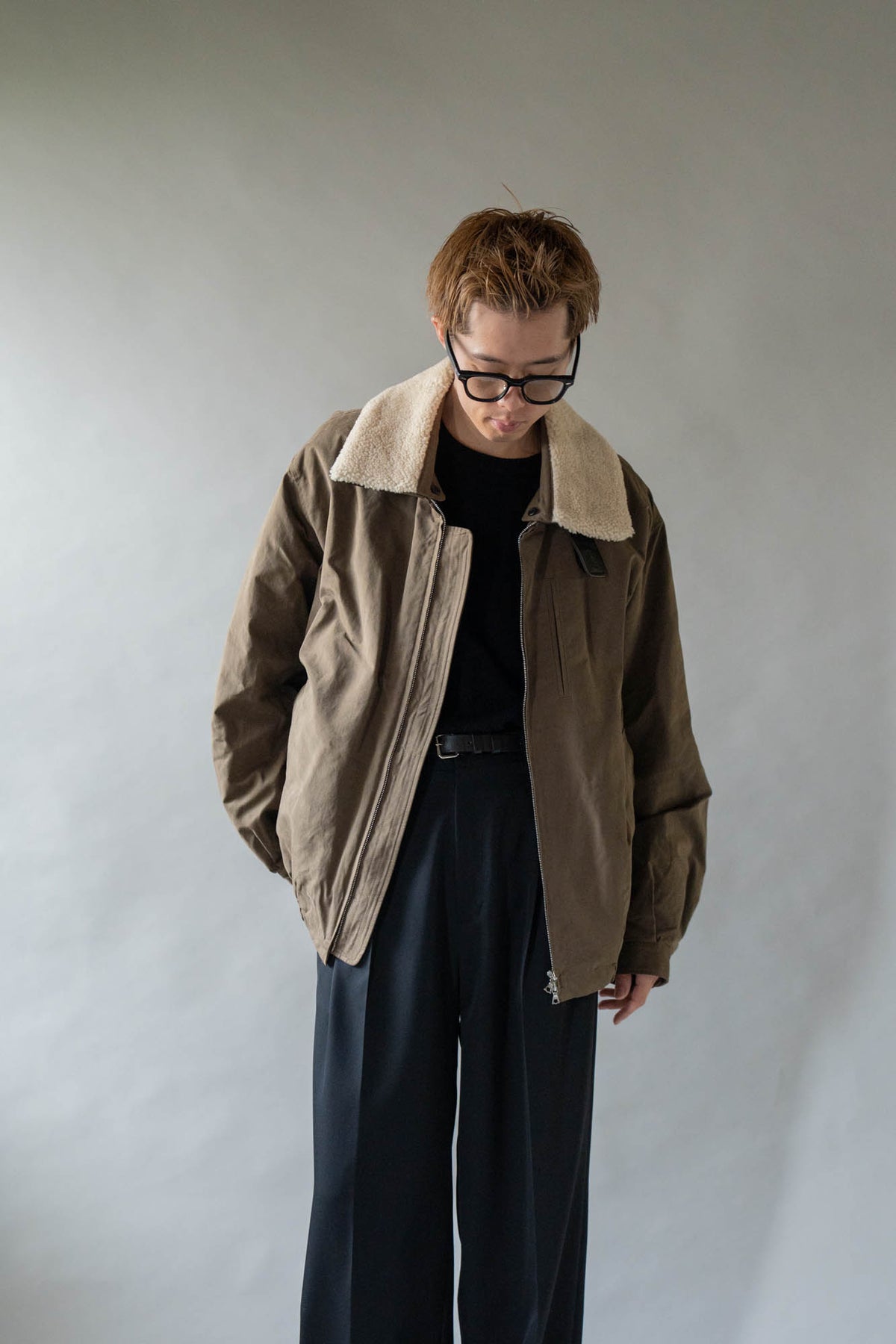 DETATCHABLE COLLAR RESIN-FINISH COTTON JACKET(ST.1576)