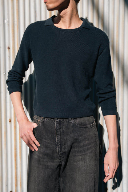 Roll Up Patched Knit in Marcerized Cotton