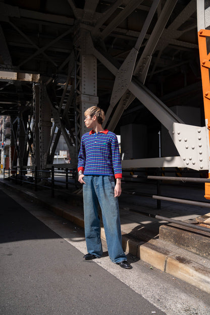 KNITTED CROPPED POLO SHIRT