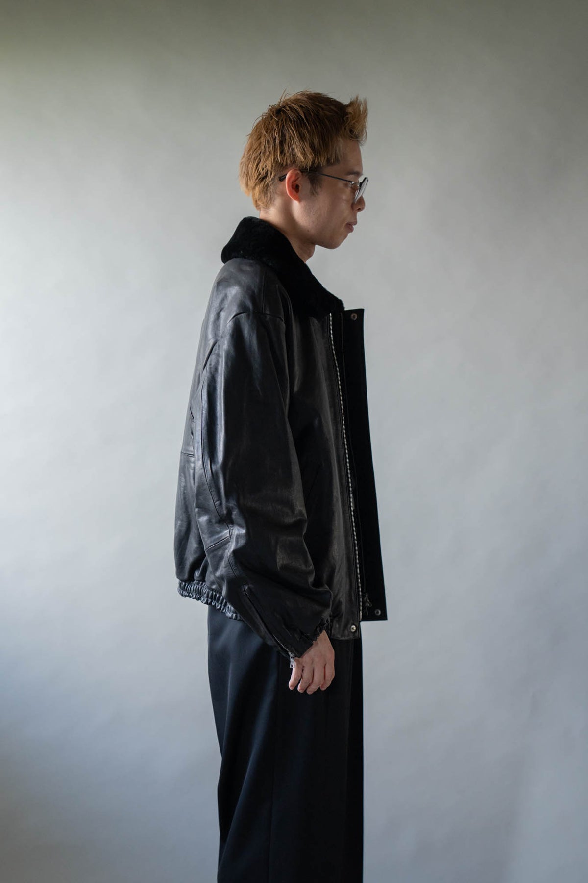 MOUTON COLLAR CALF ZIP JACKET(ST.1549)
