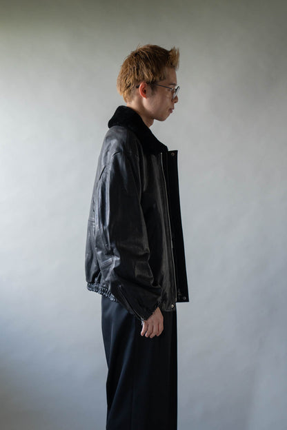 MOUTON COLLAR CALF ZIP JACKET(ST.1549)