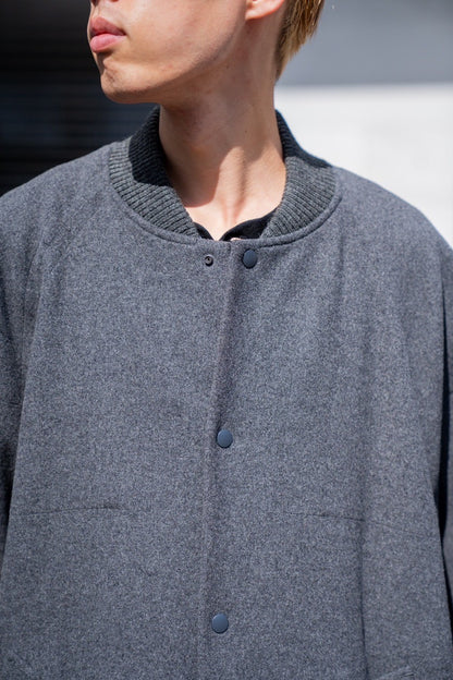 Wool melton double face rever stadium coat