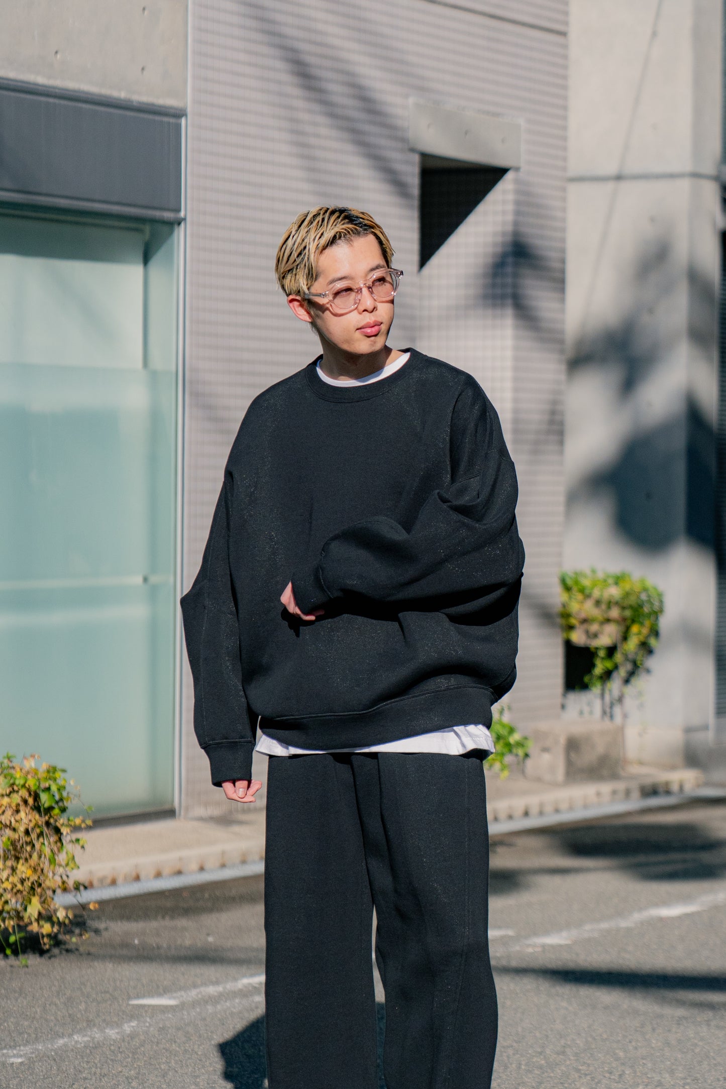 COTTON DOUBLE KNIT TUCKED CREW NECK LS (ST.1118)