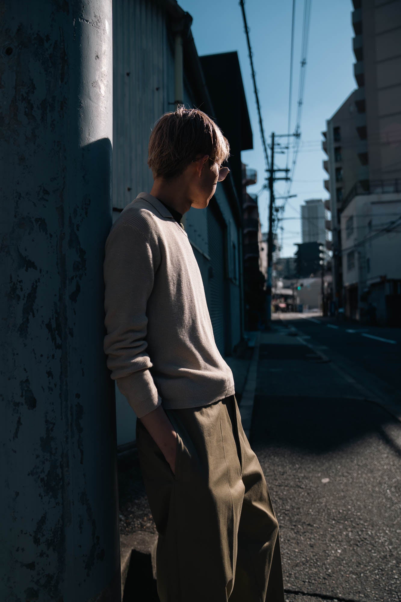 Roll Up Patched Knit in Marcerized Cotton