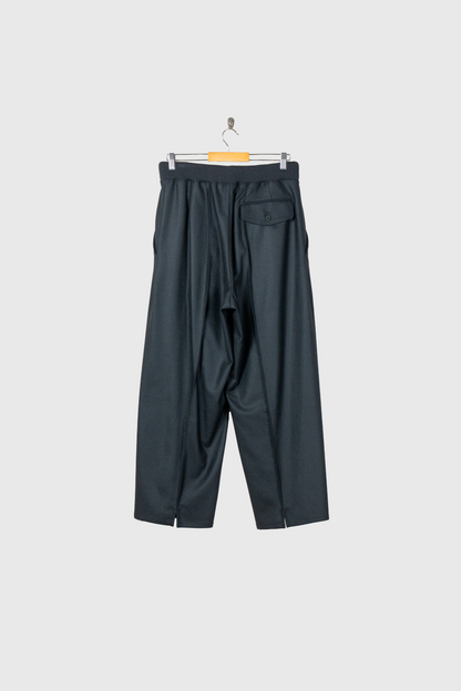 WIDE TROUSER WITH RIBBED WAISTBAND IN WOOL FLANNEL