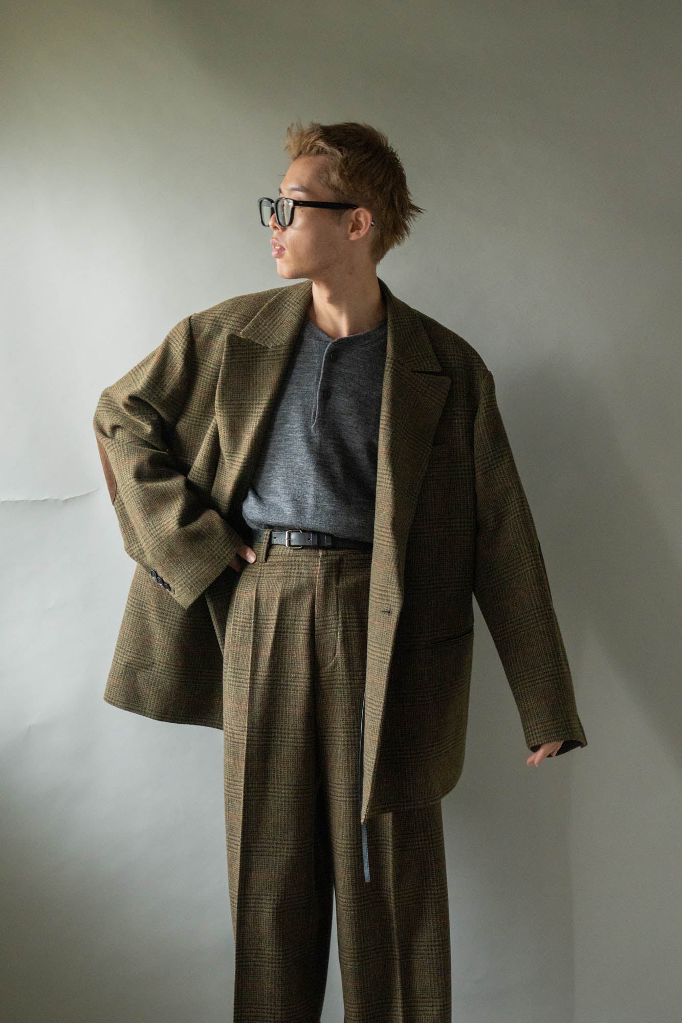 BRITISH TWEED OVERSIZED PEAK LAPEL JACKET(ST.1586)