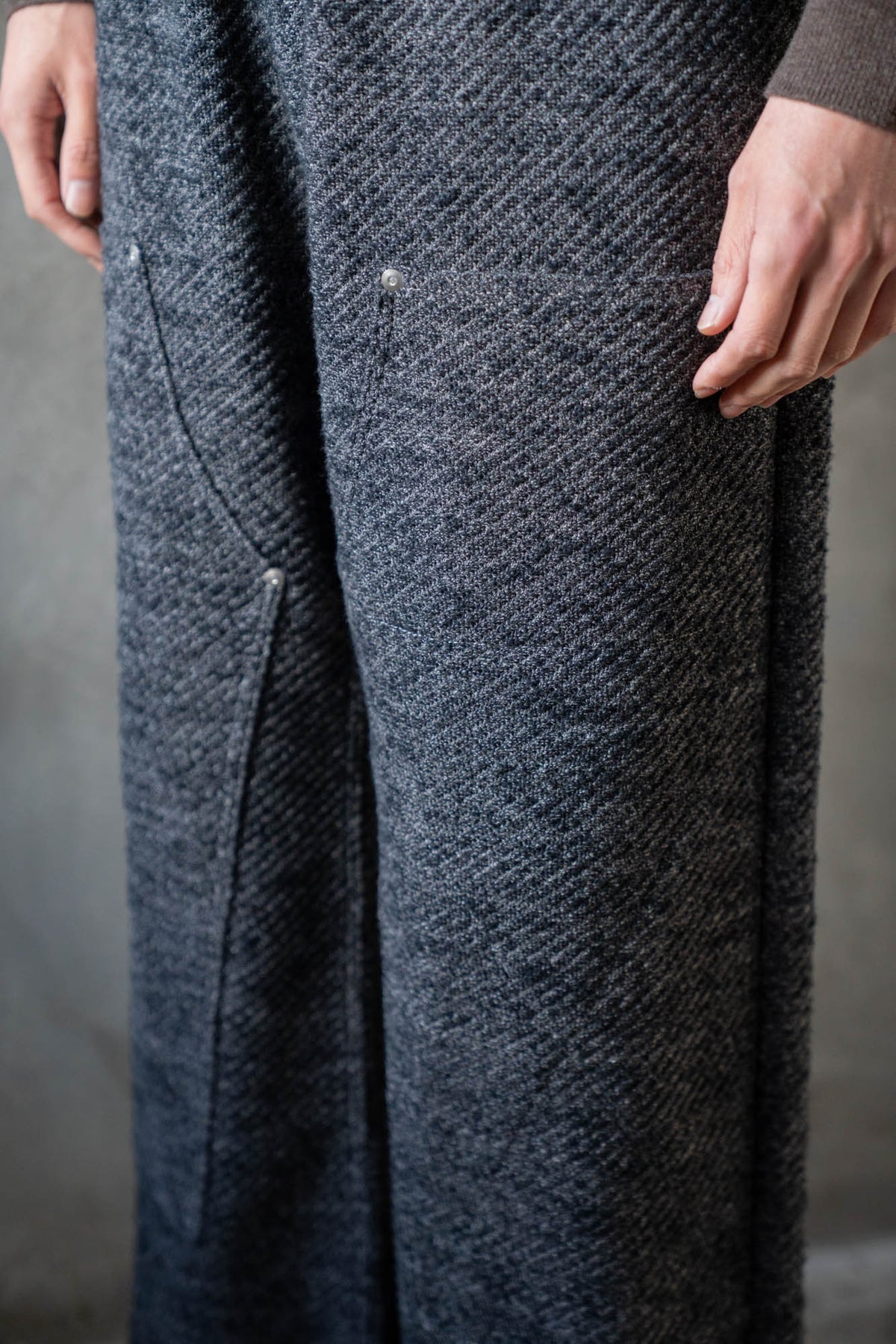 Hand Stitched Rigid Denim Knit Pants