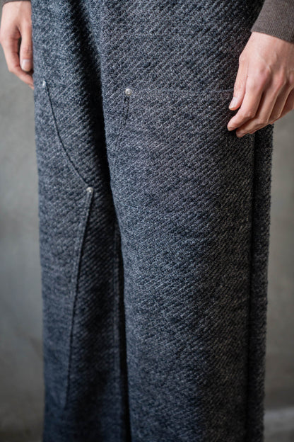 Hand Stitched Rigid Denim Knit Pants