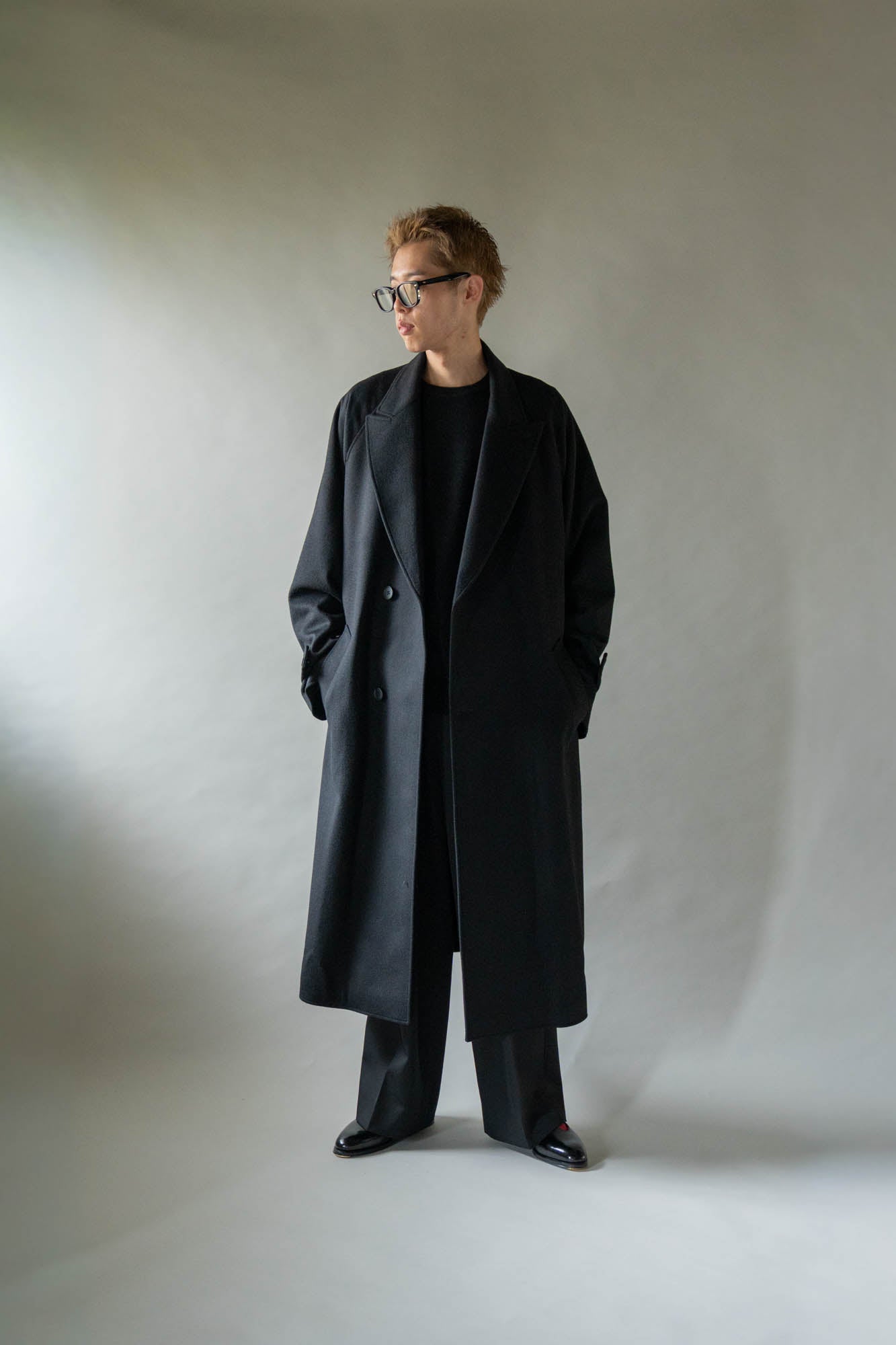 WOOL CASHMERE OVERSIZED PEAK LAPEL CHESTER COAT(ST.1533)