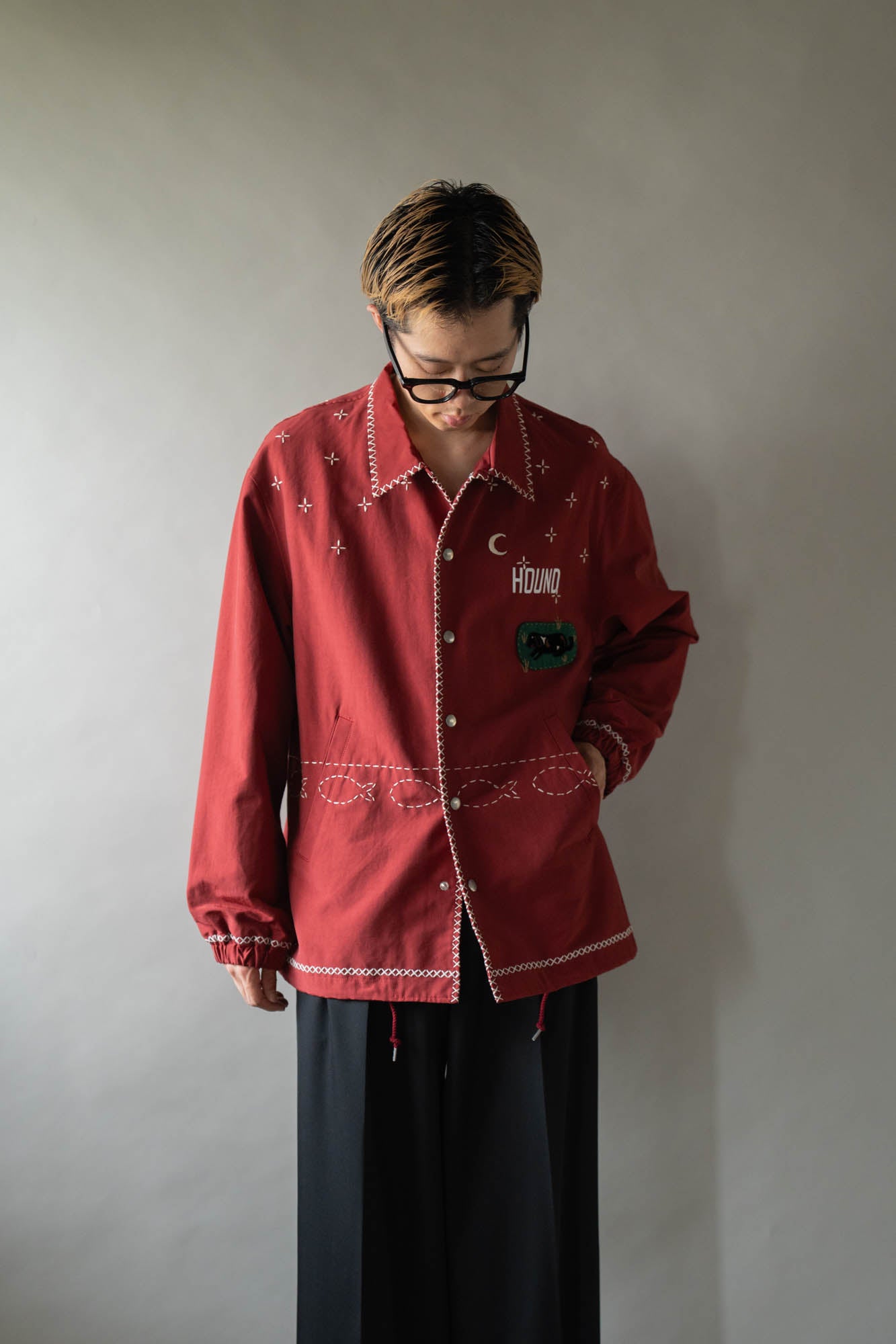 Cross-stitch coach jacket