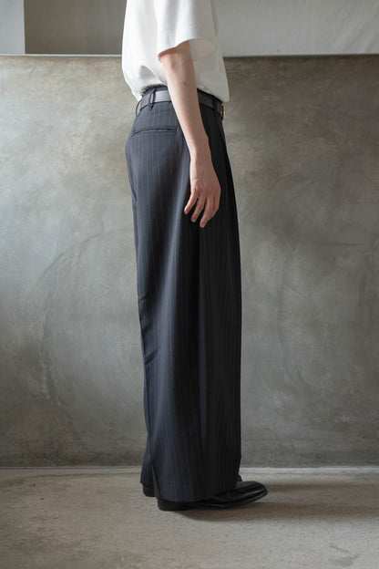 Pleats bonded wool pants