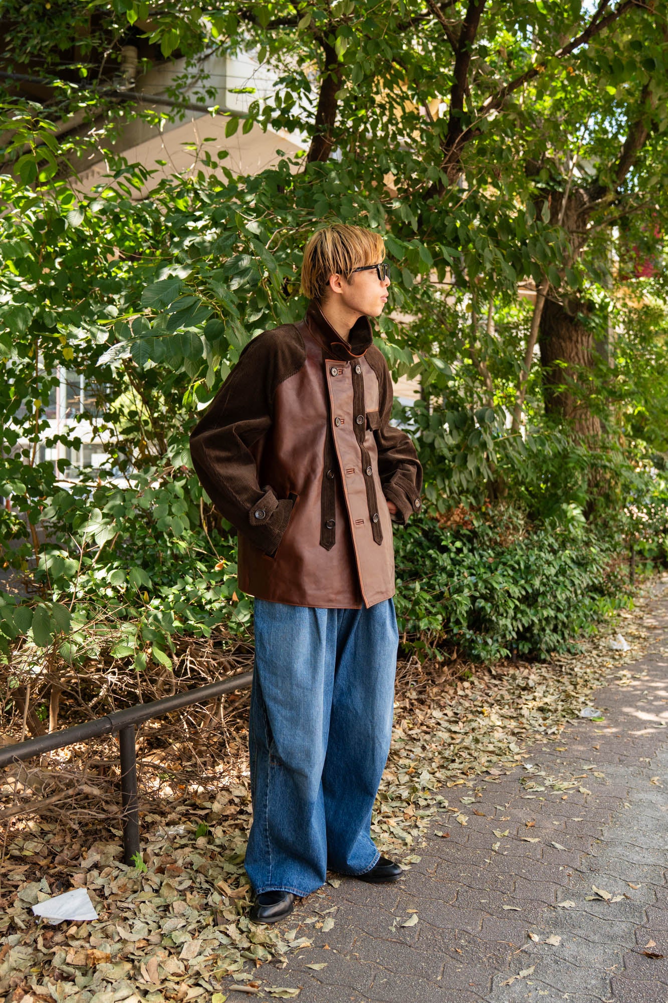 Combination leather jacket