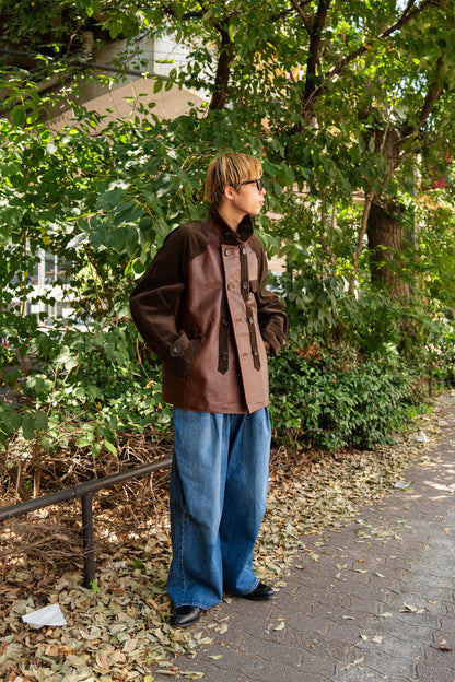 Combination leather jacket