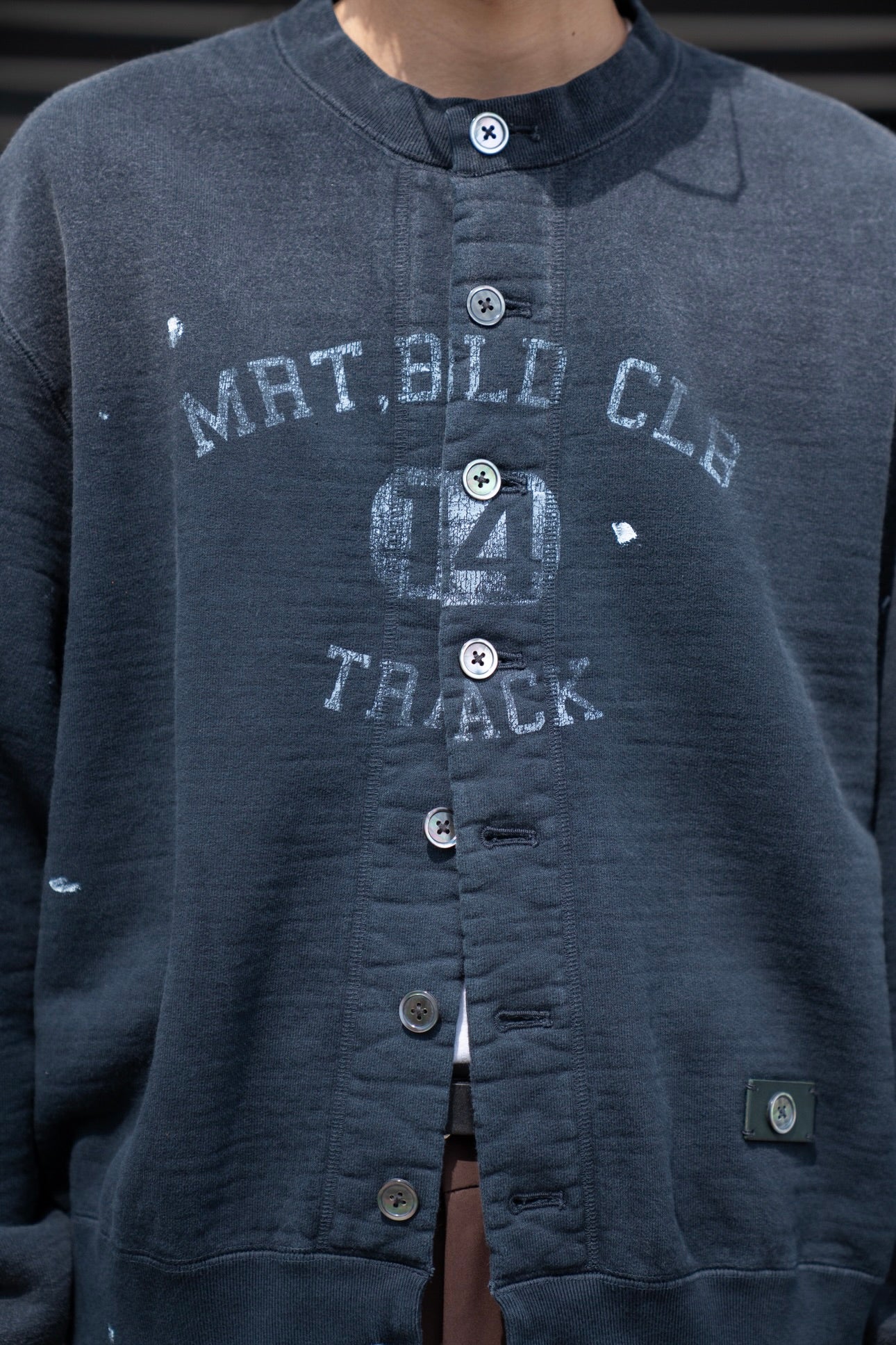 Vintage-effect sweat cardigan