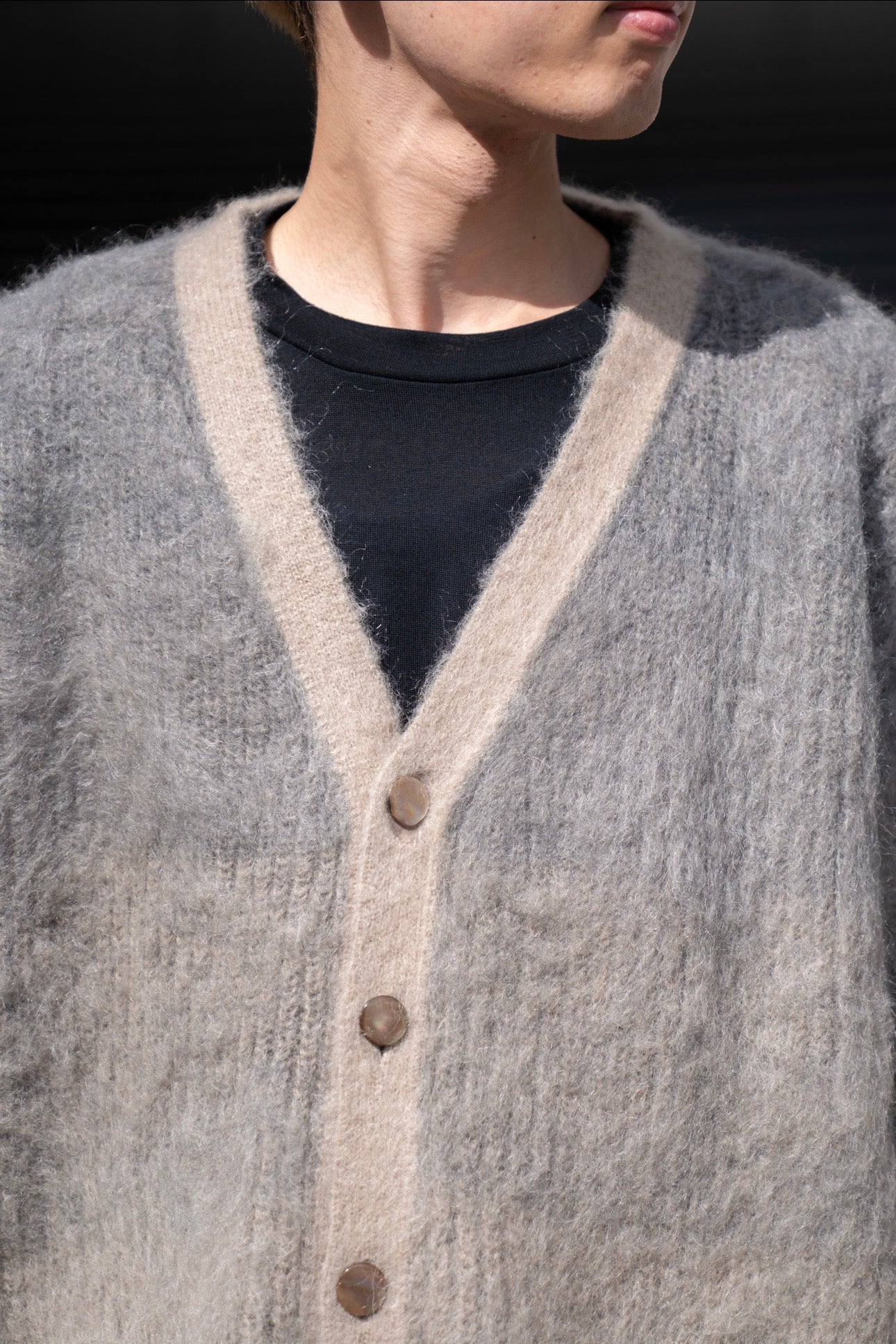 MOHAIR GRADATION BORDER CARDIGAN