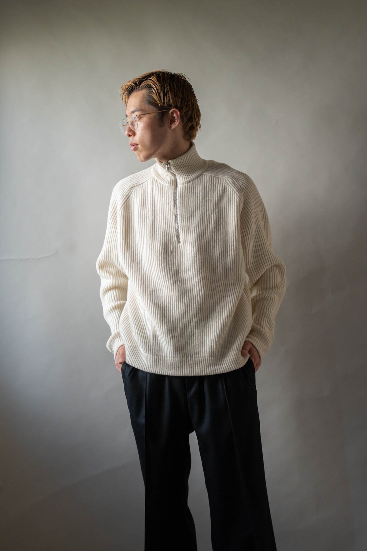 HALF ZIP RIBBED JUMPER