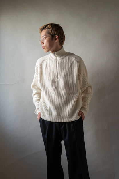 HALF ZIP RIBBED JUMPER