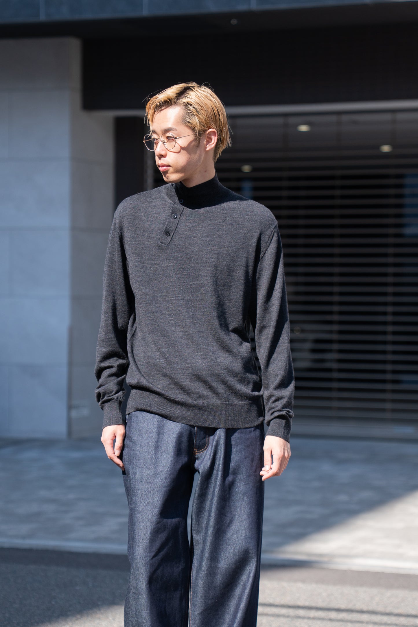 WOOL HIGH-NECK KNIT PULLOVER