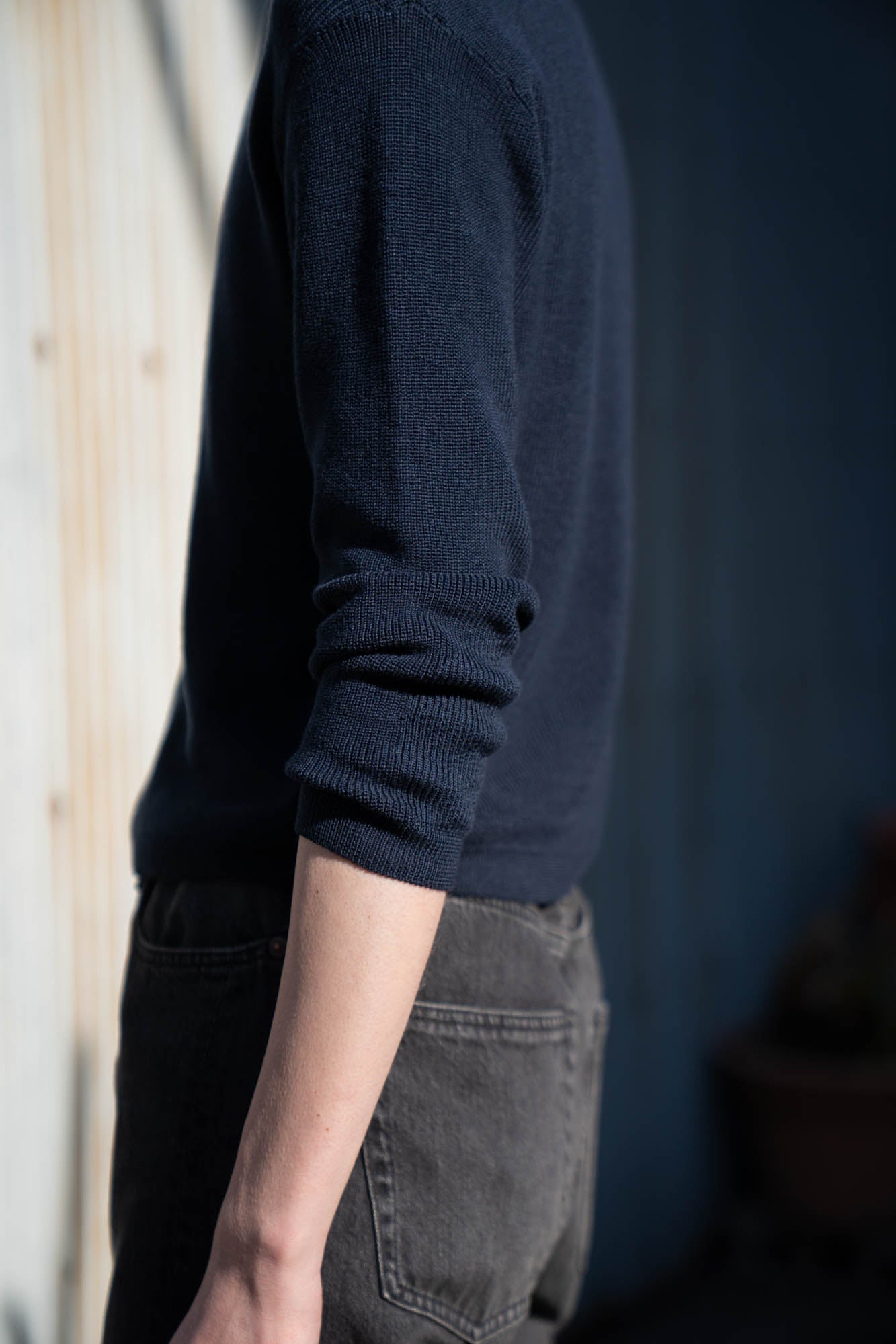 Roll Up Patched Knit in Marcerized Cotton