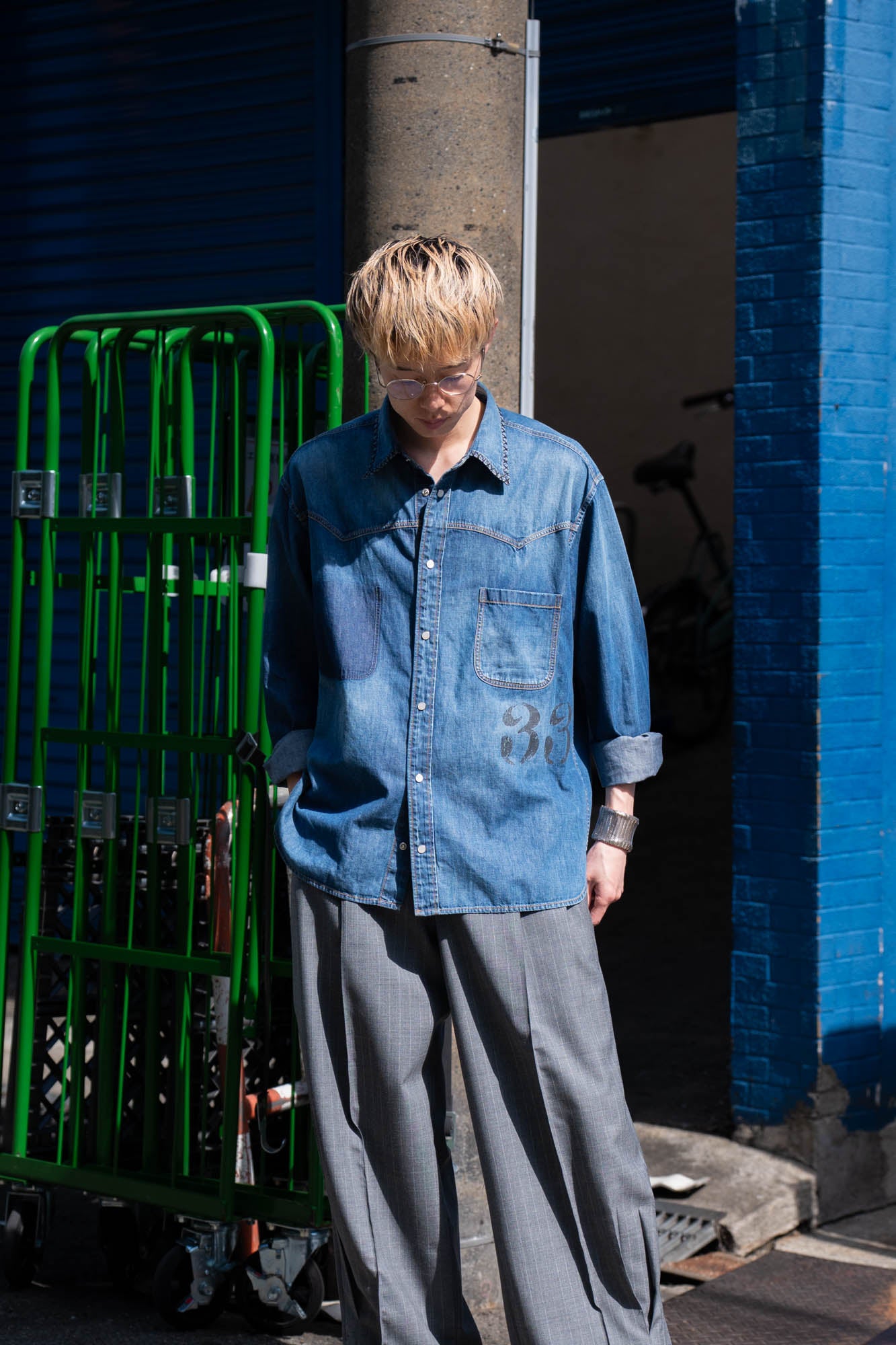 Hand-Embroidered Denim Shirt