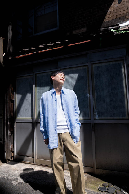 water twisted linen glen check shirt