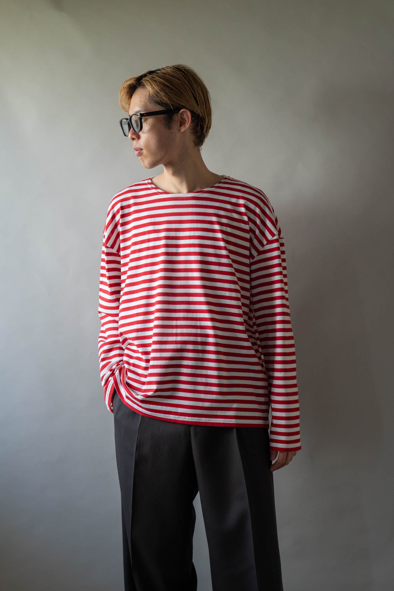 BORDER LONG T SHIRT