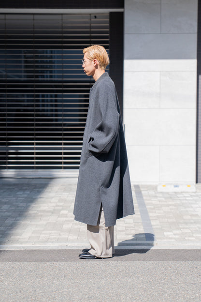 Wool melton double face rever stadium coat