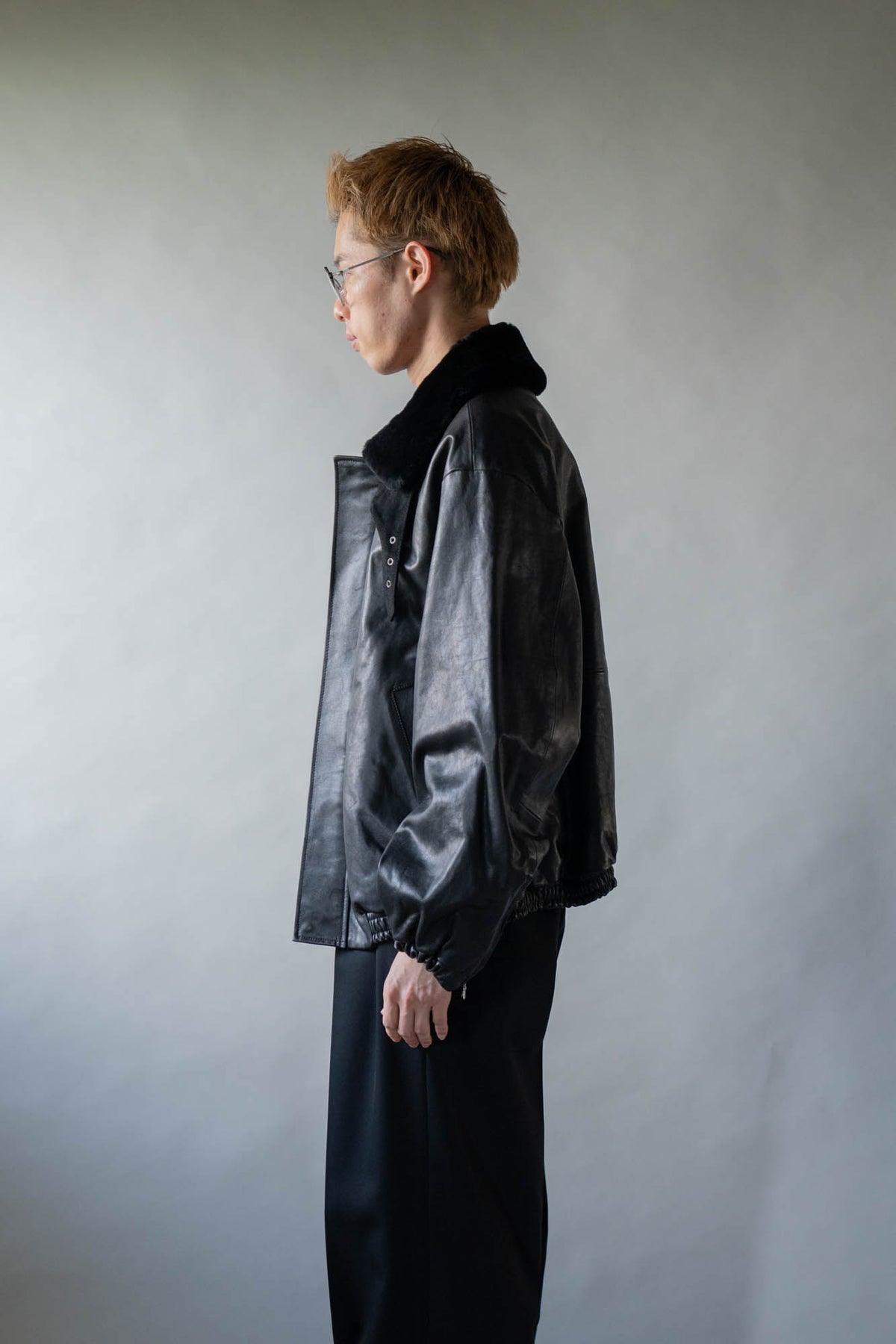 MOUTON COLLAR CALF ZIP JACKET(ST.1549)
