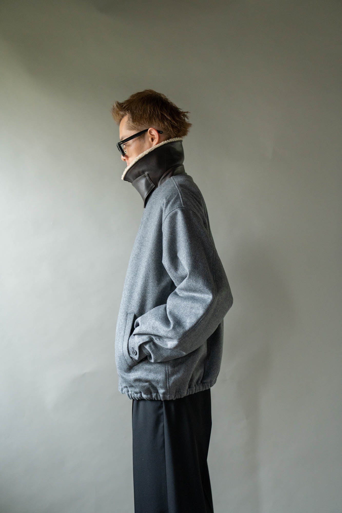 MOUTON COLLAR WOOL CASHMERE PADDED JACKET(ST.1546)