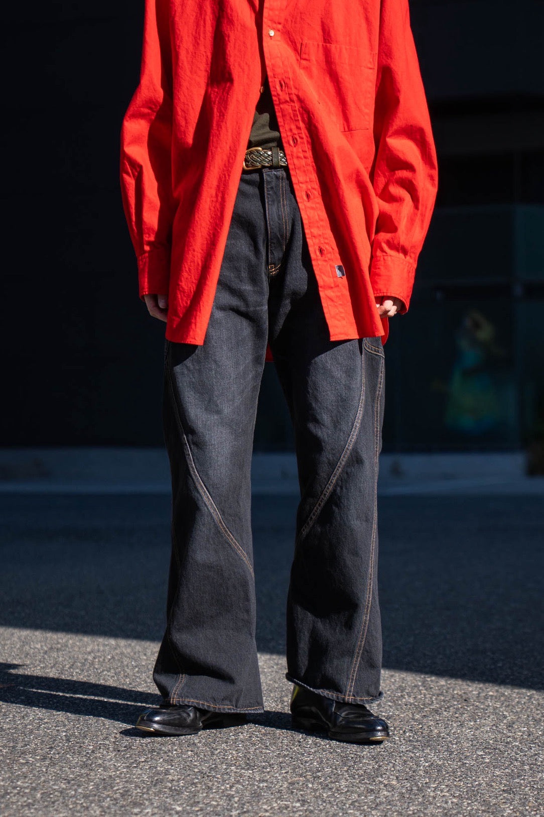 3D Cutting Denim Pants