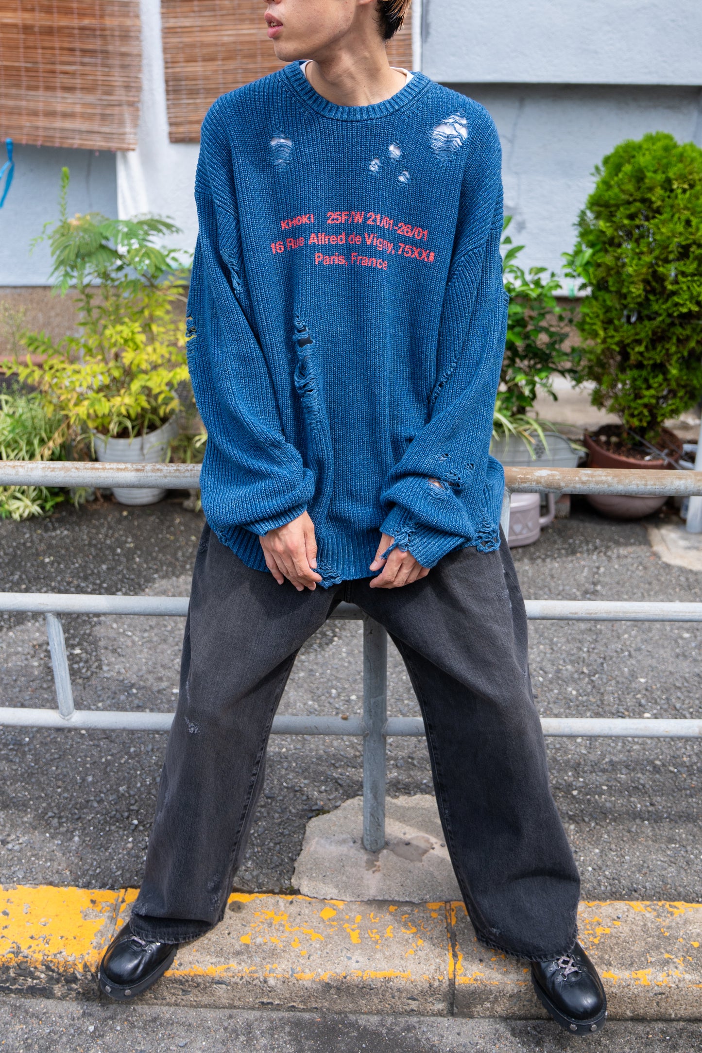 Indigo pullover knit