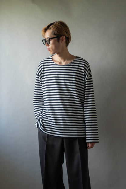 BORDER LONG T SHIRT