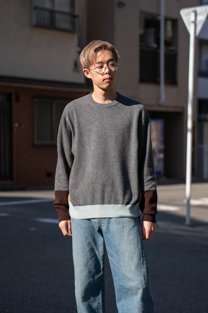 EXTRA FINE WOOL KNIT COLOR BLOCK LS(ST.1479)