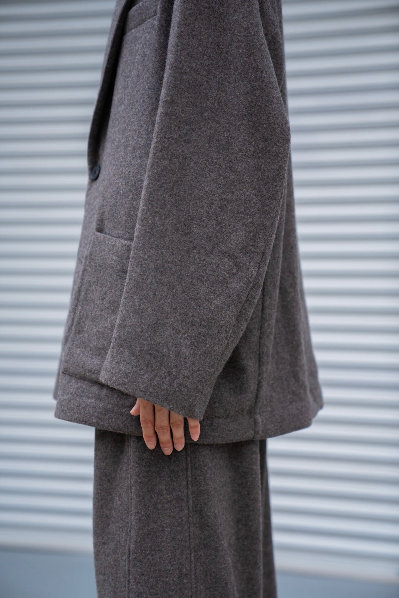 WOOL/CASHMERE FLEECE SINGLE BREASTED JACKET(ST.1268)