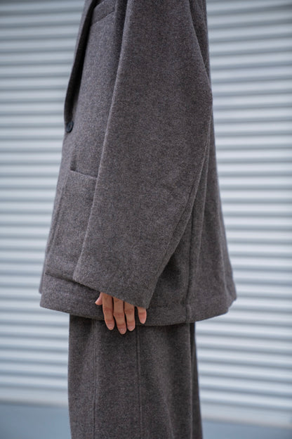 WOOL/CASHMERE FLEECE SINGLE BREASTED JACKET(ST.1268)