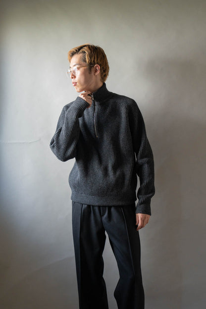 HALF ZIP RIBBED JUMPER