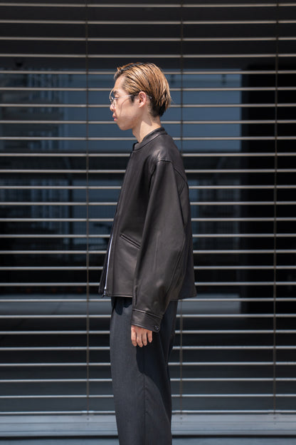 Lamb Leather Zip Short Jacket