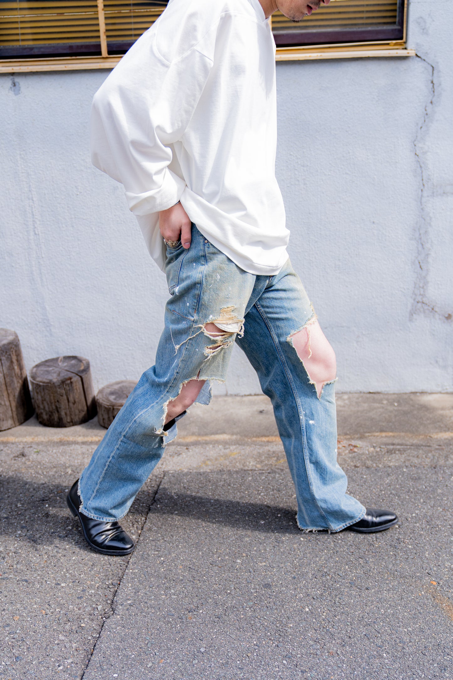 Organic Cotton Denim Pants*Crashed