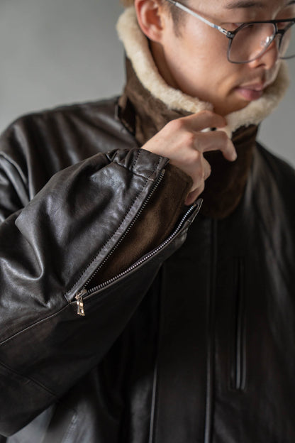 MOUTON COLLAR CALF ZIP JACKET(ST.1549)