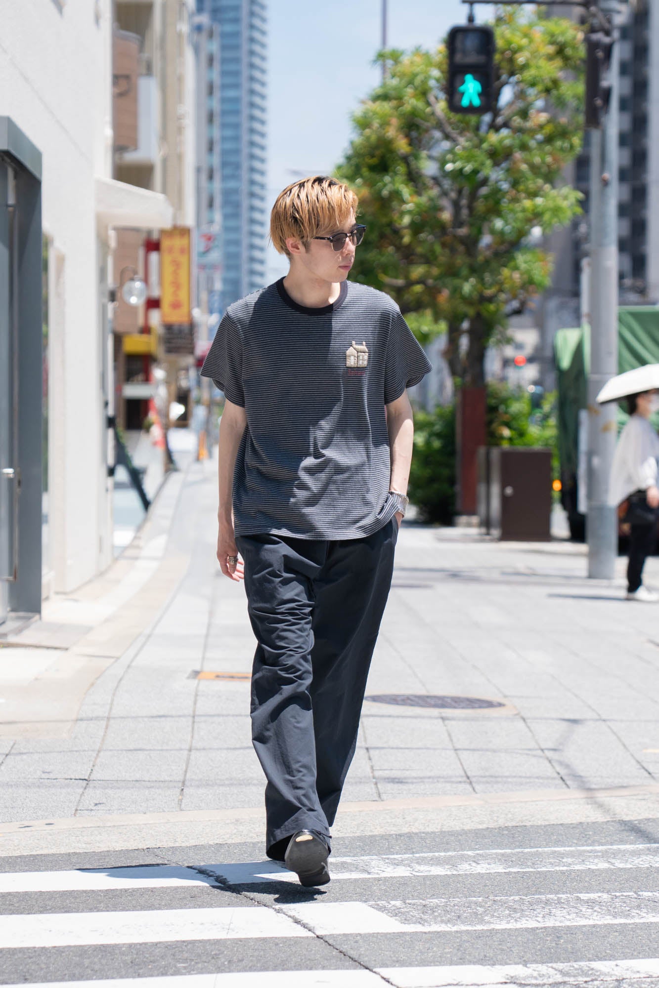 Hand-Embroidered Stripe T-Shirt