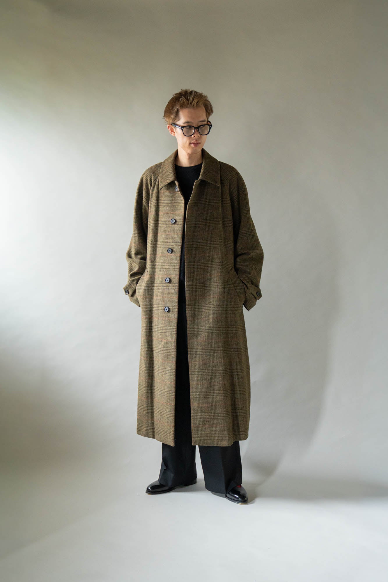 BRITISH TWEED RAGLAN SLEEVE BALMACAAN COAT(ST.1536)