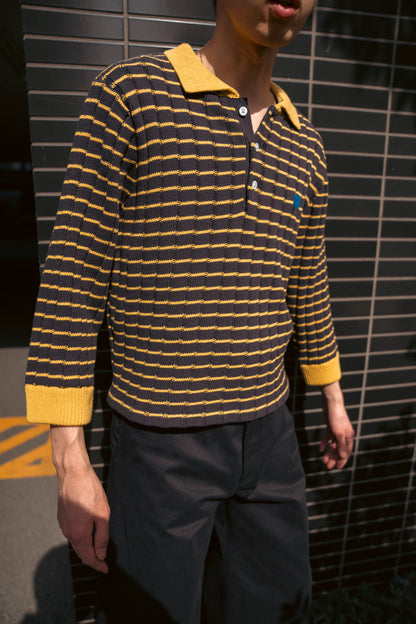 KNITTED CROPPED POLO SHIRT