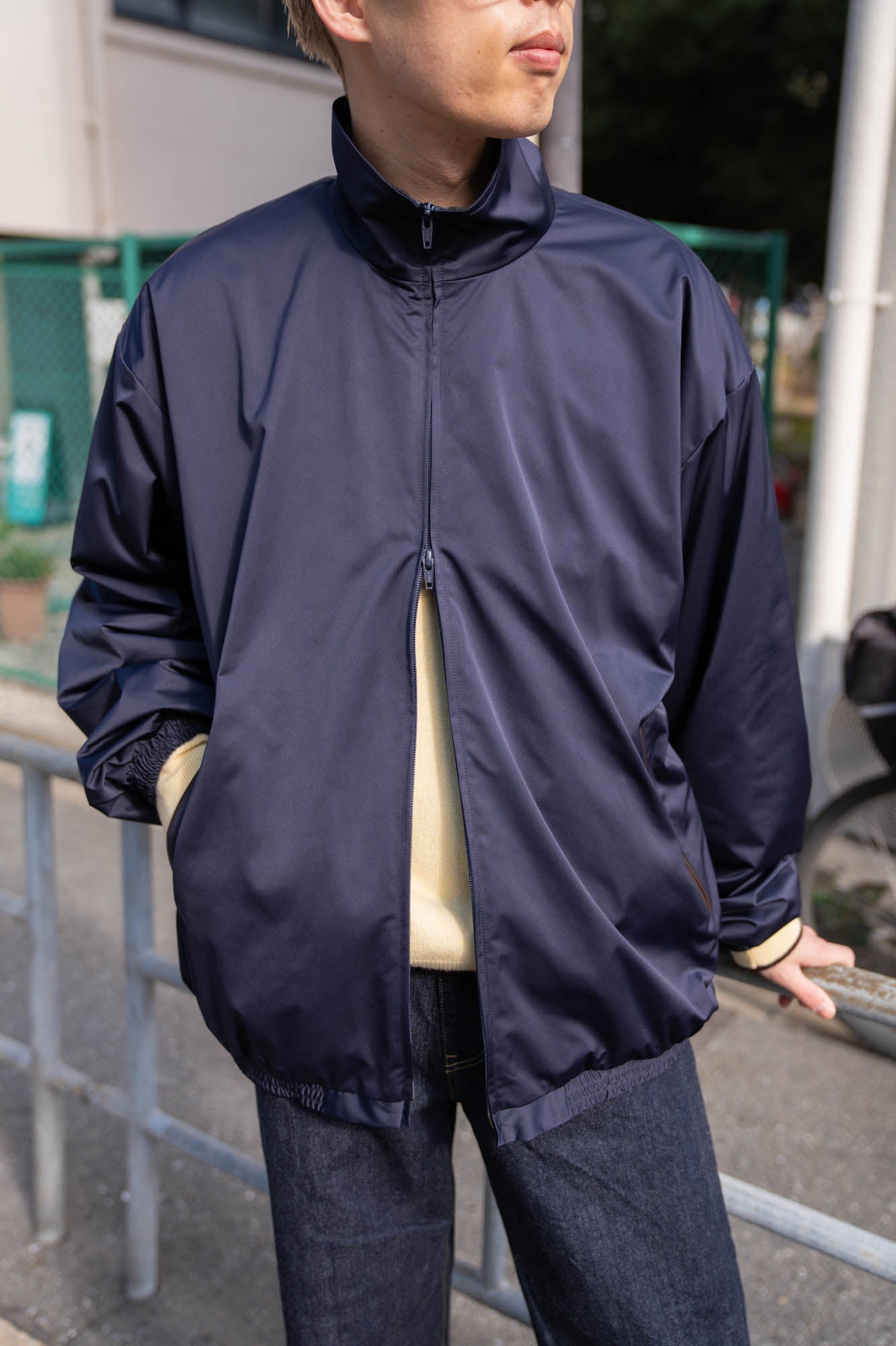 SILK-BACK STAND COLLAR ZIP JACKET(ST.1378)