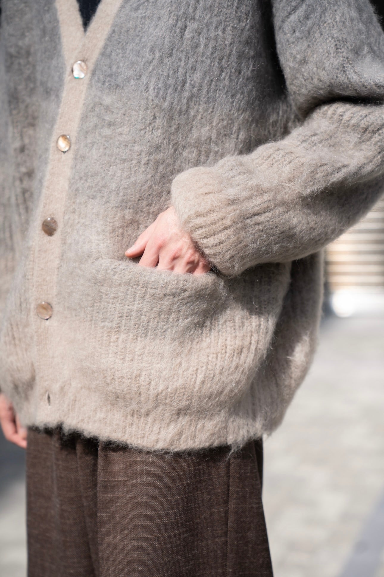MOHAIR GRADATION BORDER CARDIGAN – sign | サイン