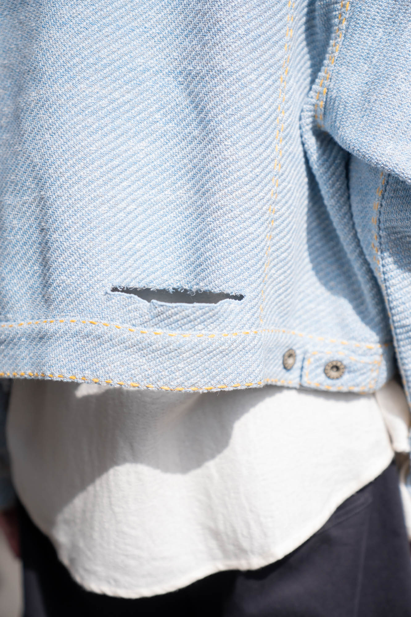 Knitted Denim Jacket with Hand Stitching