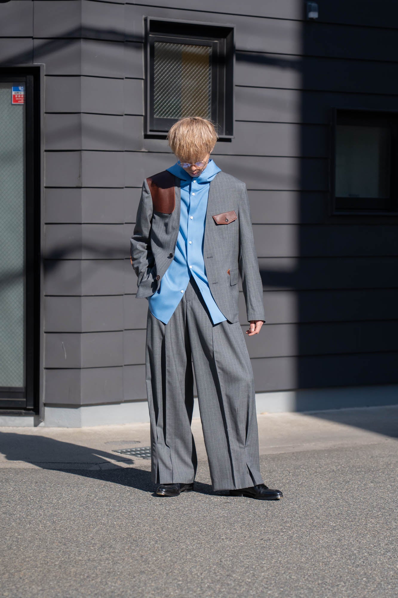 Pleated Stripe Summer Wool Pants